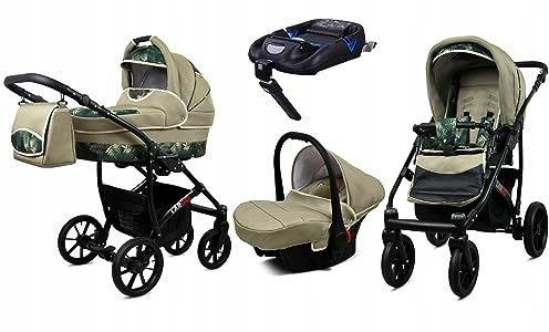 BabyLux® Kinderwagen Set 4 in 1 - Largo - incl. Babywanne, Buggy Sportsitz, Auto-Babyschale, ISOFIX-Basisstation - Autositz - Kinderwagenset - Kombikinderwagen mit Wickeltasche usw.