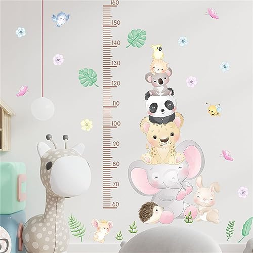 Wandtattoo Kinderzimmer, Kinder Höhe Diagramm Wandaufkleber, Messlatte Kind Waldtiere Giraffe Wandsticker, Skala misst 60-160cm, Geschenke für Jungen & Mädchen (Waldtiere-C)