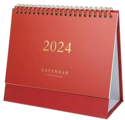 GLigeT 1PC Schreibtisch-Stehkalender 2024, Desktop-Monatsplaner, Tischbüro, Tischplaner, Desktop-Kalender for Zuhause, Büro, Schule (Color : Claret 19X16.3X8CM)