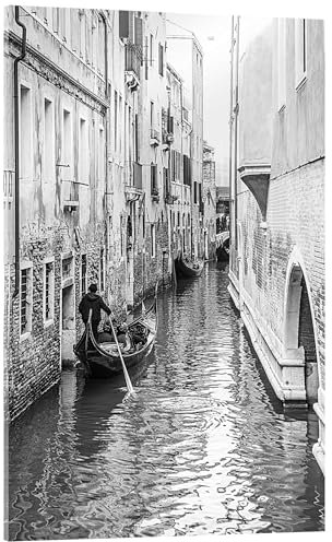 Posterlounge Gondel in Venedig Acrylglasbild 20 x 30 cm Schwarz-Weiß Wandbilder Wanddeko