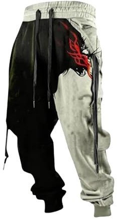 KONG JIMFAN Herren Jogginghosen Cargohose Chino Hose Breite Arbeitshose Herren Karo Hose Herren Sporthose Lang Herren Straight Sweathose Jogginghose Slim Fit Herren Tarnhose(Rot,6XL)