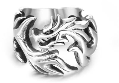 Aotiwe Silber Ringe Retro, Freundschaftsringe Dünn Vintage Drache Ringe Herren Cool Edelstahl Größe 60 (19.1)