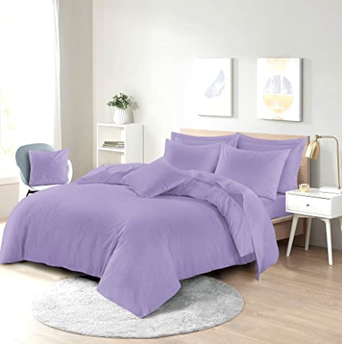 PARADISE STAR Duvet Cover Bedding Set with Matching Pillowcases – Easy Care Poly Cotton Quilt Cover Set, Soft Breathable Reversible Bed Linen for Bed (Lilac Double)