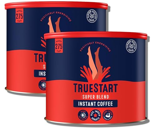 TrueStart Instant Coffee, Super Blend Strong, 500g, 2 Pack | Barista Grade, Dark Roast, Full Flavour Premium Freeze Dried - 100% Brazilian Arabica - Mycotoxin-Free & Antioxidant Rich
