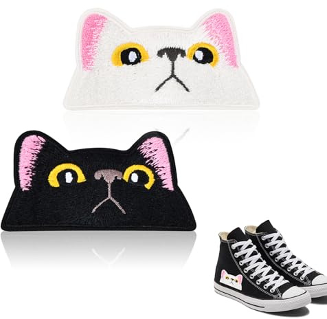 Kätzchen-Stickereien, 2 Stück Katze Bügelflicken,Schwarze Katzen-Aufnäher,Katzenflicken Auf Kleidung,Katzen-Applikationsflicken Für Jeans, Kleidung, Rucksack Dekoration