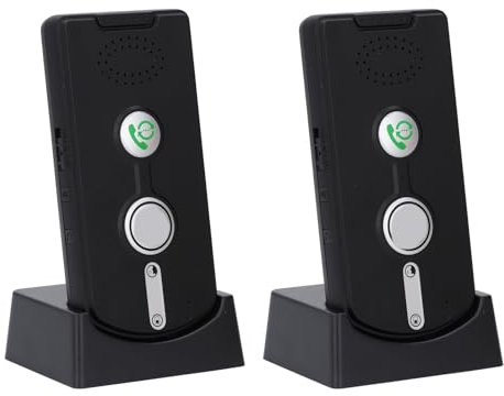 Hyuduo Citofono Vocale Bidirezionale, Wireless Sottile per Anziani Domestici con Chiave Verde, Batteria Ai Polimeri di Litio, Portata 1000 M, per Vari Scenari (BLACK)
