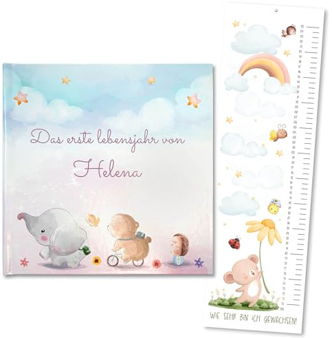 Babyalbum Mein erstes Jahr, Baby Erinnerungsbuch für die schönsten Momente, Das Babybuch zum Ausfüllen fürs 1. Lebensjahr, Baby Fotoalbum zum Selbstgestalten, Baby Geschenk (Deutsches Interieur)