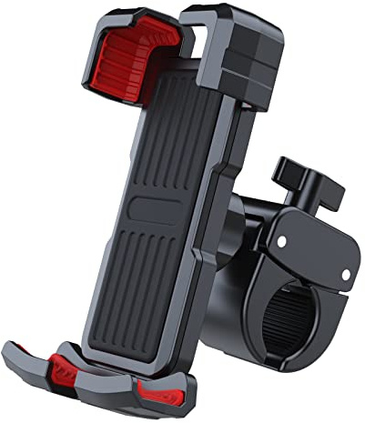 Picozon Bicycle Cellphone Holder, Motorcycle Phone Handlebars Clamp Mount for All Smartphones - Red