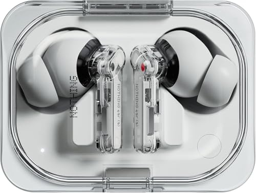 Nothing Ear 2024 Bluetooth Compatible Android/iOS Earbuds ChatGPT Integration, 45dB Hybrid Noise Cancelling, Equaliser, Dual Connect, 42.5H Water & Dust Resistance IP54 (White)