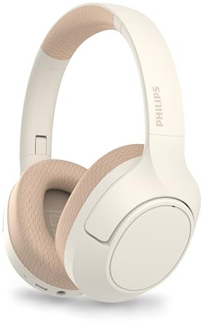 Philips Kabellose Over-Ear-Kopfhörer, ANC Noise Cancelling Pro, 60-Stunden-Akku, Faltbarer und Leichter Komfort, dynamischer Bass, perfekt für Arbeit, Reisen, Gaming und Musik (weiß)