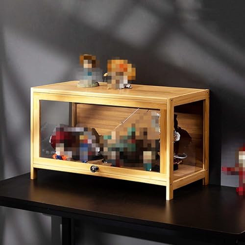 GLJTUO Figuren-Vitrine/Acryl-Vitrine, Vitrine mit Glastüren, Curio-Vitrine aus natürlichem Bambusmaterial, für Actionfiguren, Sammlerstück, 1 - 60 cm
