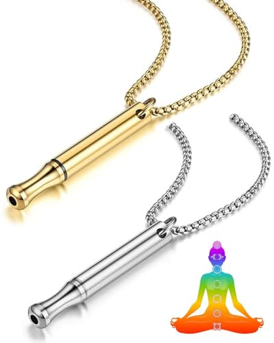 MYGLOAR 2 PCS Atemketten, Rauchfrei-Halskette, Raucherentwöhnungshilfe, Rauchfrei-Halskette, Original Raucherentwöhnungs-Halskette, Achtsamkeitskette, Raucherentwöhnungs-Atemkette (Gold + Silber)