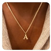 MARYLAX Gold Initial Necklace for Women, Dainty 14K Gold A-Z Letter Necklace Cute Pendant Personalized Name Necklace Trendy Fashion Jewelry Birithday Gift for Her