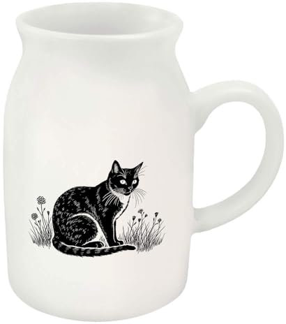 Azeeda 300ml 'Cat in Garden' Ceramic Milk Jug (MJ00017549)