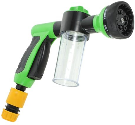 POPETPOP Multifunctional Garden Hose Nozzle Sprayer for Dog Washing Portable Green Water Gun 4 Connectors for Pet Showering and Car Washing