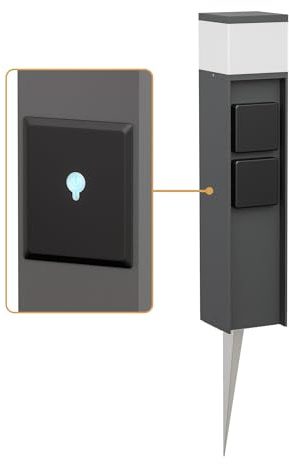 ledscom.de Pollerleuchte PODEL mit Erdspieß für außen, Smart Home, 39cm, anthrazit, 2 Steckdosen, inkl. G9 Leuchtmittel, 596lm, weiß