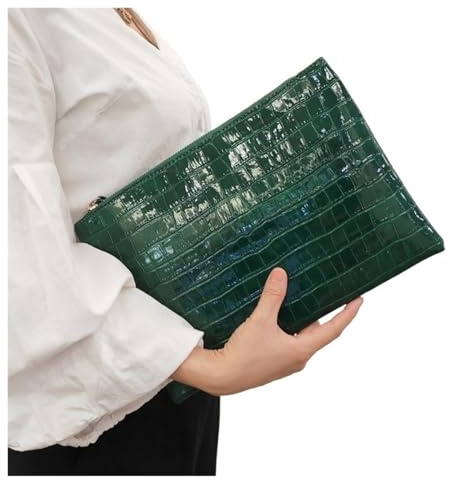 LIUHLFSR Borse da Sera da Donna Borsa a Mano da Donna in Coccodrillo, Pochette da Sera, Grande, in Pelle PU, Alligatore, Porta Telefono Adatta per Feste, Cerimonie, Matrimoni(Green)