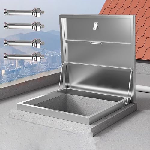 Dachluke Sicherheitsklappe Aus Stahl mit Dehnschrauben, Industrielle Sicherheitstür für Lagerhallendachböden, Hochleistungsabdeckung für Die Wartung Von Schuppen, Haustür-Notausgangsdeckel(72x72cm/28x