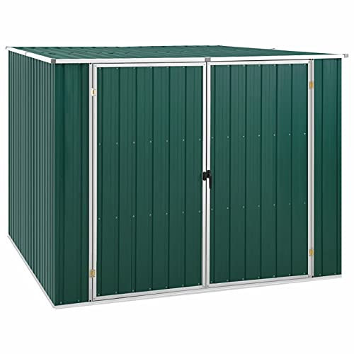 Casetta da giardino mobile, in acciaio zincato e PVC, verde, 195 x 198 x 159 cm, soluzione di archiviazione durevole per attrezzi, attrezzature e forniture da giardino