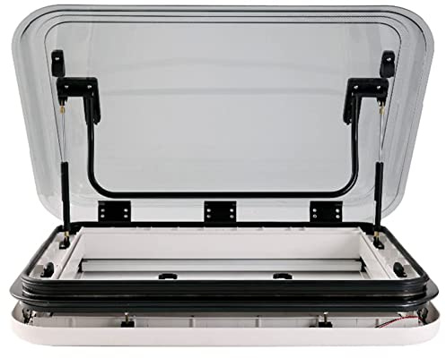 RV Caravan Roof Vent, RV Sunroof, Large Caravan Camper Roof Window Vent Kit, With Led Lights, Universal RV Motorhome Skylight Roof Vent Hatch, With Insect Nets And Sunshade,19.7×19.7in