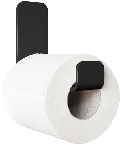 danhol® Portarrollos Papel Higienico Adhesivo | Soporte Papel Higienico Adhesivo (Sin Taldro) | Versátiles Accesorios de Baño: Colgador Papel higienico o Toallero Baño para Bidet | Negro Mate