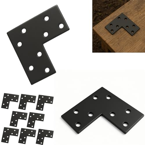 8 piezas conectores angulares planos, conectores planos en forma de L, ángulos de esquina planos de 90 grados, placas de conexión conectores de madera, soportes planos en L, placa perforada chapa