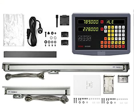 QZQJUILU 2/3 Axis DRO Set Digital Readout Kit With Grating Ruler Linear Scale Linear Encoder 5μ 20~1020mm For Lathe Milling for Lathe Milling EDM Maschine(1 2 axis dro set 5um)