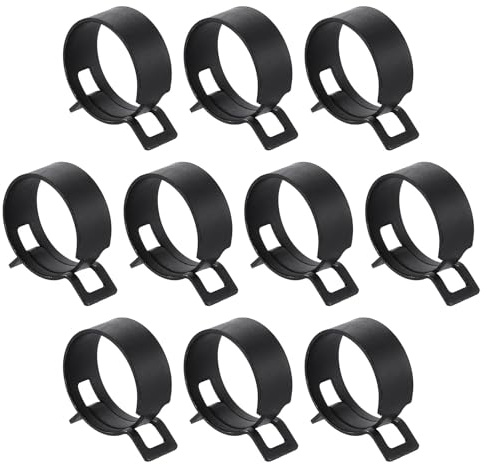 sourcing map 10pcs Spring Band Type Hose Clamps 26mm Fuel Line Hose Spring Clip Silicone Vacuum Hose Pipe Clamp Low Pressure Tube Clip Fastener, Black