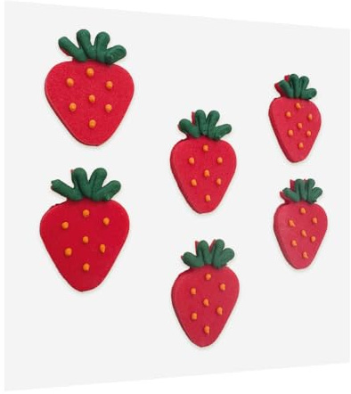 Anniversary House Hand-made strawberry flavoured and shaped Sugarcraft Cake Toppers, cupcake edible cake decorations, SFF103
