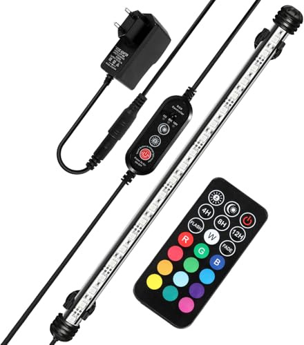 Peviasot Aquarium LED Beleuchtung, 8,4W Aquarium-Licht RGB, IP67 Wasserdicht, Aquarium-Lichtleiste mit automatischem Timer-Schalter, Geeignet für Süßwasseraquarien unterschiedlicher Größe