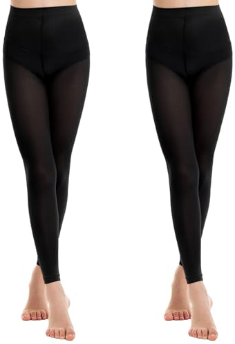 MANZI Ballettstrumpfhose Tanzstrumpfhosen für Mädchen Kinder Strumpfhose ohne Fuß Mädchen Leggings Semitransparent 40 Denier Gr.124-140 7-10 Jahre Schwarz M