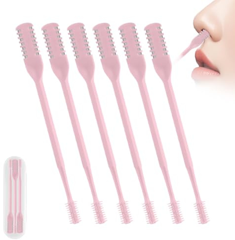 Cortador de pelo nasal 2 en 1, herramienta de depilación de fosas nasales giratoria de 360°, hoja de vello nasal de doble cara, recortadora de vello de nariz con recogedor de orejas para mujeres y