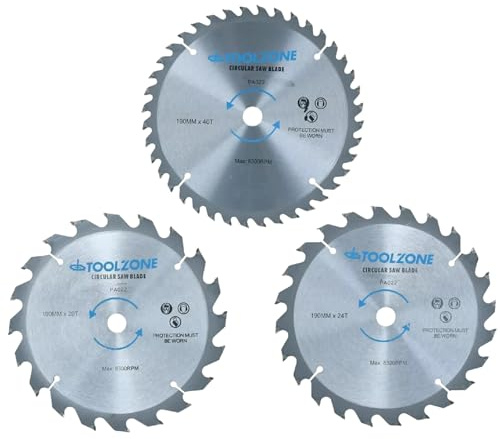 Dunnet Tools TCT Circular Saw Blades, 3 Pack, 190mm, 16mm Bore