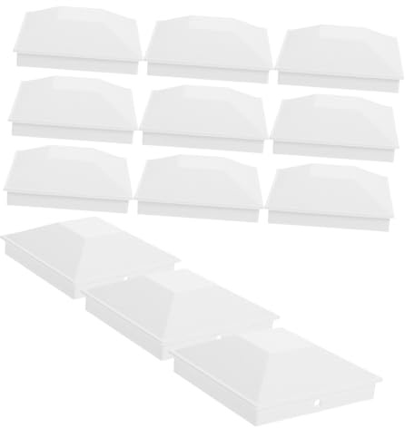 Holibanna 12 Pièces Lot de Capuchons de Poteaux Carrés Blanc Chapeaux Pyramidaux Décoratifs pour Clôture de Jardin Porche et Terrasse Accessoires Résistants Aux Intempéries Installation