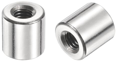 QUARKZMAN 12pcs Manchon Fileté Rond M5 en Acier Inoxydable 304, Écrous Ronds d'Accouplement Connecteurs et Mécaniques Longueur 10mm, Manchon Tige Barre Écrou à Tige pour Support, M5x10x10mm