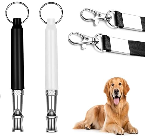 KNUIUYY 2 Pack Fischietto per Cani, Silenzioso Fischietto Ultrasuoni per Cani Richiamo, Alta Frequenza, Regolabile Fischietto Antiabbaio con Cordoncino, Adatto per La Maggior Parte delle Razze