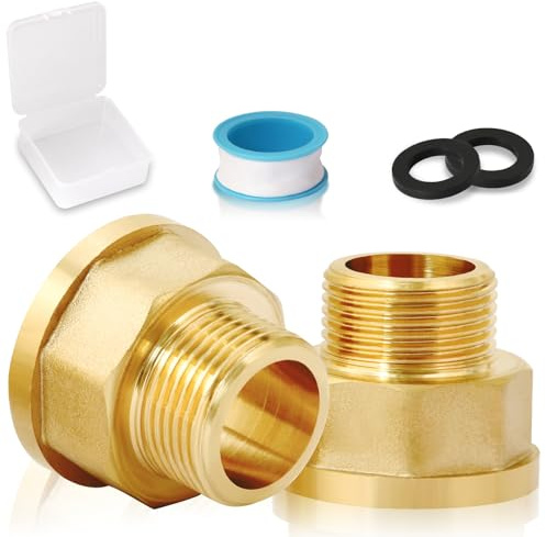 Josaton Brass Hex Bushing Reducer, 1 Female to 3/4 Male BSP Adapter Coupler Thread Reducing Connector for Gas, Water Pipe Connecting Conversion(2Pcs)