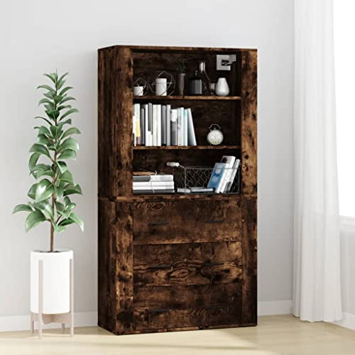 Frdhee Küchenbuffet Buffetschrank,Highboard Räuchereiche Holzwerkstoff für Küche, Eingangsbereich, Flur