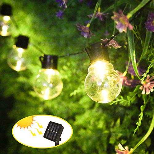 Cadena de luces solares para exteriores, 3,5M con 10 bombillas LED, resistencia al agua IP65, 8 modos, cadena de luces solares, luz blanca cálida para jardín, iluminación para fiestas, patio, balcón