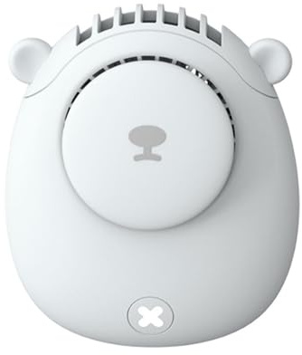 NOENNULL Petit Ventilateur de Cou, Portable, Suspendu, Multifonctionnel, Mignon, Silencieux, Rechargeable par USB, Ventilateur de Cou sans Pales pour la Maison, les Voyages, le Bureau (Blanche)