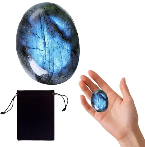 ROKZELT Groß Labradorit, 1.9 Kristalle Mondstein Edelsteine,Natural Spirit Stone Labradorite,Sorgensteinen,Handschmeichler Stein,Für Meditation Deko,Yoga,Chakra Reiki Balancing Energiestein