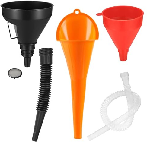 PEAPIN 3 Pack Flexible Plastic Funnel Set, Universal Funnel for Car