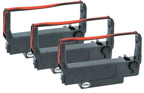 vhbw 3x Ruban encreur compatible avec Bixolon SRP 275, SRP 270 imprimante matricielle ou de reçus - noir-rouge
