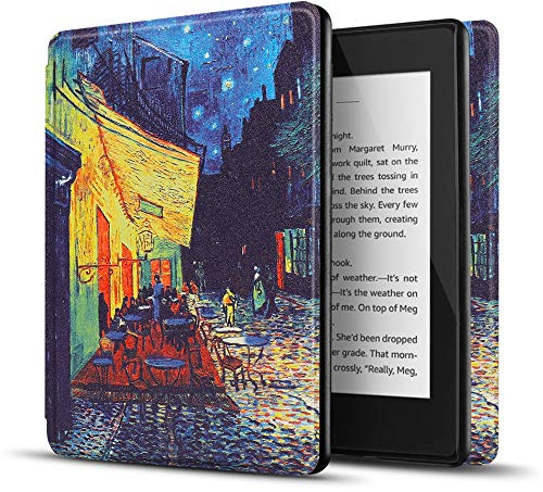 TNP Hülle für Kindle Paperwhite 10. Generation 2018 Modell PQ94WIF, Kindle Case für Amazon Kindle Paperwhite 6-Zoll, mit Auto Einschlafen/Aufwachen Funktion, superleichte Hülle, Café bei Nacht