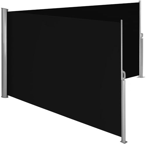 tectake Store latéral Opaque en Aluminium Double Brise-Vue abri Soleil rétractable enroulable Terrasse Balcon Jardin - diverses Couleurs et Tailles au Choix - Noir | 200 x 600 cm