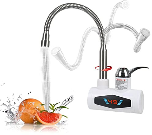 Instant Tankless Electric Hot Water Faucet,WMLBK Fast Heating Tap Water Heater with LED Digital Display Kitchen Instant Heating Hot Water Tap,for Kitchen Bathroom Sink (Side Water)