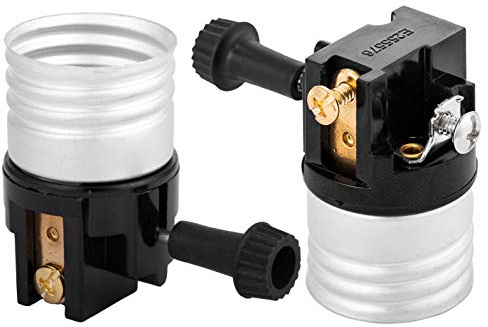 (2 pack) 3 way socket replacement for lamp, Medium Base Interior Only, Incandescent Lamp holder, Removable Turn Knob, 2-Circuit.