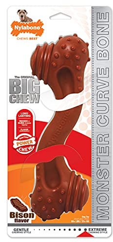 Nylabone Extreme Tough Dog Chew Toy, Monster Bison Bone, Cleans Teeth, Bison Flavour, XXL, for Dogs Over 23 kg