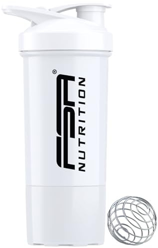 FSA Nutrition Shaker mit Pulverfach und Kugel, frei von BPA, 600 ml, Weiss