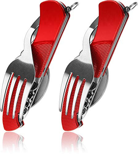 Storfisk fishing & more 6-in-1 Taschenmesser-Campingbesteck mit Alu-Griff, klappbar und 2-Fach zerlegbar, Stück:2 Stück